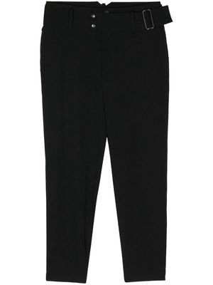 Yohji Yamamoto gabardine belted tapered trousers - Black