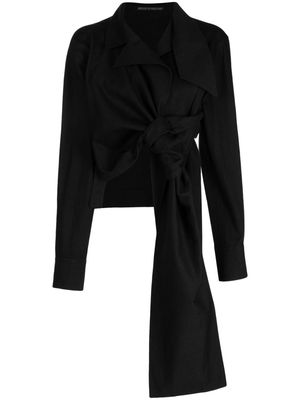 Yohji Yamamoto gathered cropped cotton jacket - Black