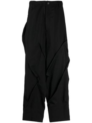 Yohji Yamamoto gathered-detail loose-fit trousers - Black
