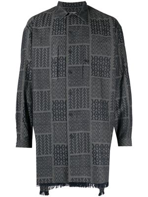 Yohji Yamamoto geometric-print cotton shirt - Grey