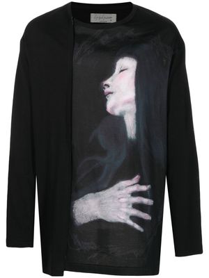 Yohji Yamamoto graphic-print cotton long-sleeve T-shirt - Black