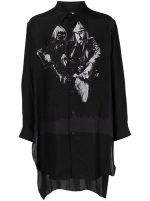 Yohji Yamamoto graphic-print cotton shirt - 1 BLACK