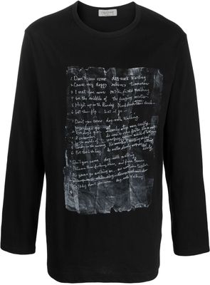 Yohji Yamamoto graphic print long-sleeve T-shirt - Black