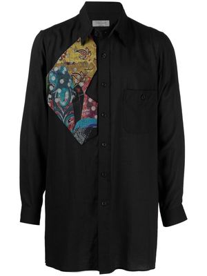 Yohji Yamamoto graphic-print long-sleeved shirt - Black