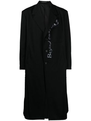 Yohji Yamamoto graphic-print single-breasted coat - Black