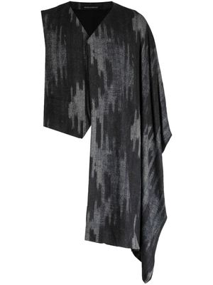 Yohji Yamamoto graphic-print textured asymmetric vest - Black