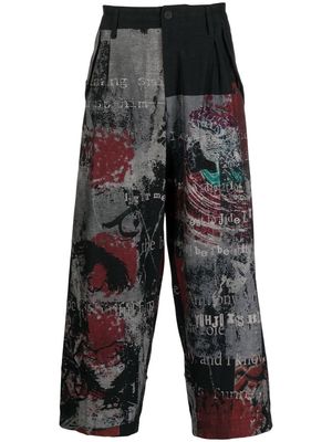 Yohji Yamamoto graphic-print wide-leg trousers - Multicolour