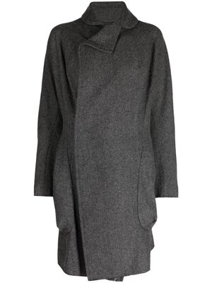 Yohji Yamamoto herringbone-pattern wool blend coat - Grey