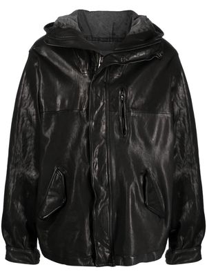 Yohji Yamamoto high-shine finish leather jacket - Black