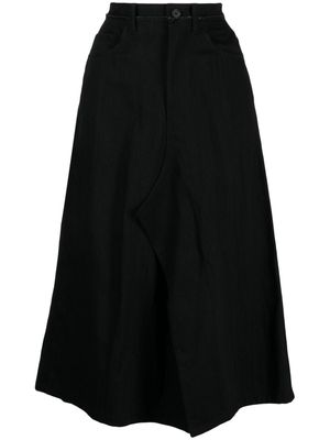 Yohji Yamamoto high-waist cotton midi skirt - Black