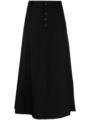Yohji Yamamoto high-waisted A-line midi skirt - Black