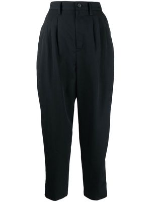 Yohji Yamamoto high-waisted cropped trousers - Black