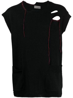 Yohji Yamamoto hole-detail sleeveless vest - Black
