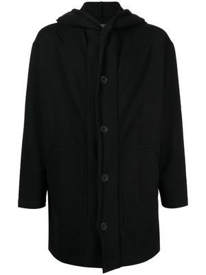 Yohji Yamamoto hooded button-fastening coat - Black