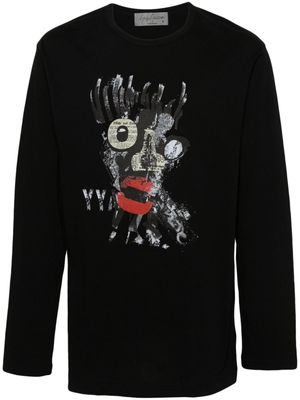 Yohji Yamamoto illustration-style-print cotton T-shirt - Black