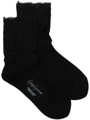 Yohji Yamamoto Lace embroidered socks - Black