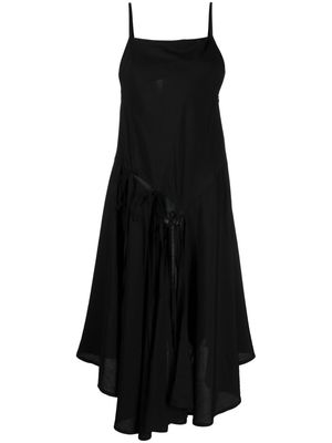 Yohji Yamamoto lace up-detail flared dress - Black