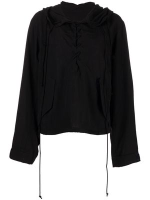 Yohji Yamamoto lace-up hoodie - Black