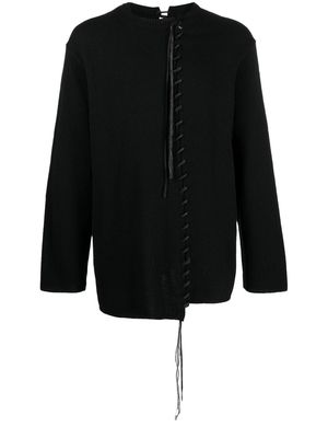 Yohji Yamamoto laced-front long-sleeve shirt - Black