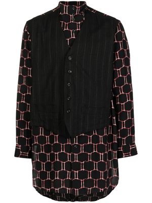 Yohji Yamamoto layered-detail long-sleeved shirt - Black