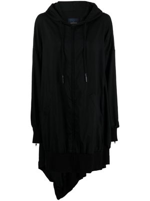 Yohji Yamamoto layered drawstring cotton-blend cape - Black