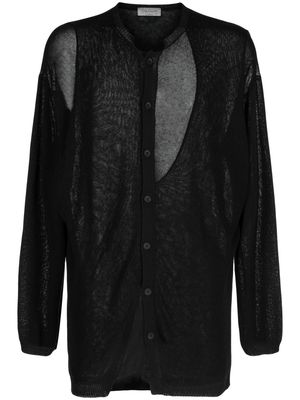 Yohji Yamamoto layered long knit cardigan - Black