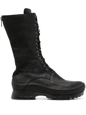 Yohji Yamamoto leather lace-up boots - Brown