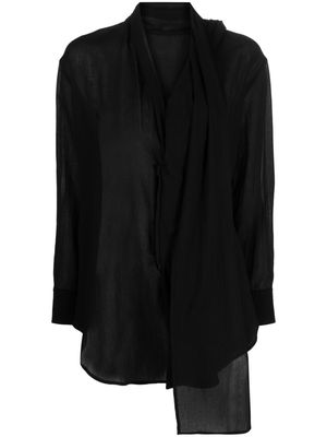 Yohji Yamamoto lightweight cotton V-neck blouse - Black