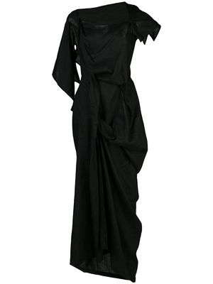Yohji Yamamoto linen deconstructed midi dress - Black