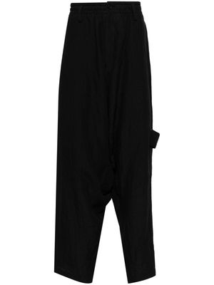 Yohji Yamamoto linen drop-crotch trousers - Black