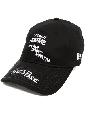 Yohji Yamamoto logo address-print detail baseball cap - Black