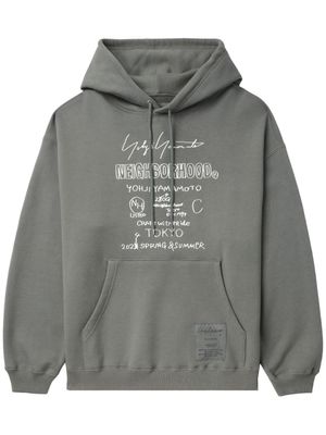 Yohji Yamamoto logo-print cotton hoodie - Grey