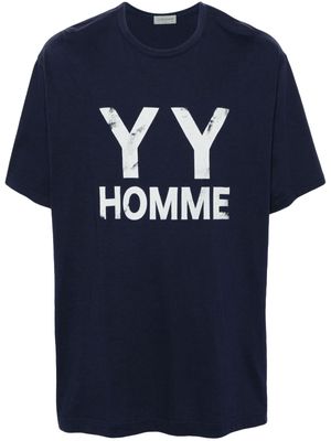 Yohji Yamamoto logo-print cotton T-shirt - Blue