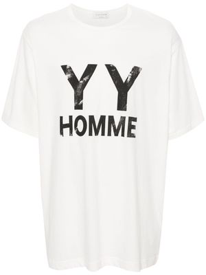 Yohji Yamamoto logo-print cotton T-shirt - White