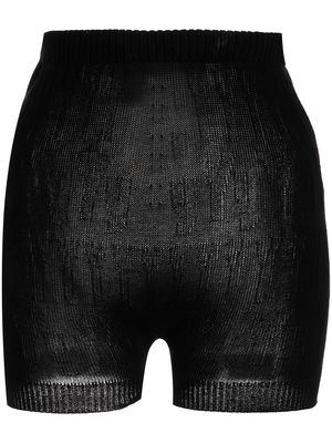Yohji Yamamoto logo-print fine-knit shorts - Black