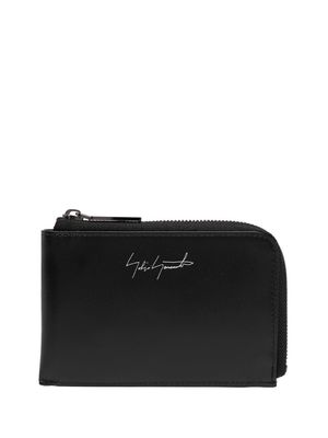 Yohji Yamamoto logo-print leather wallet - Black