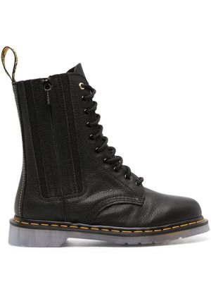 Yohji Yamamoto logo pull-tab leather boots - Black