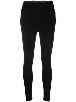 Yohji Yamamoto logo-waistband cropped trousers - Black