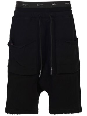 Yohji Yamamoto logo-waistband drop-crotch shorts - Black