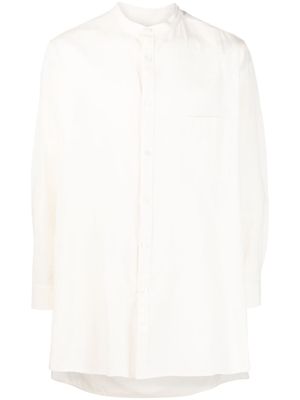 Yohji Yamamoto long cotton band-collar shirt - Neutrals