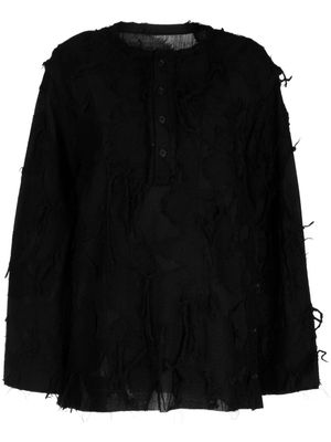 Yohji Yamamoto long-sleeve distressed shirt - Black