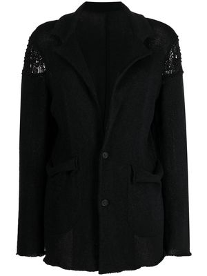 Yohji Yamamoto long-sleeve knitted cardi-coat - Black