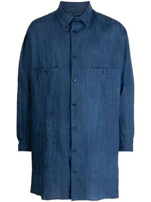 Yohji Yamamoto long-sleeve linen shirt - Blue