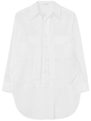 Yohji Yamamoto long-sleeve tied cotton shirt - White