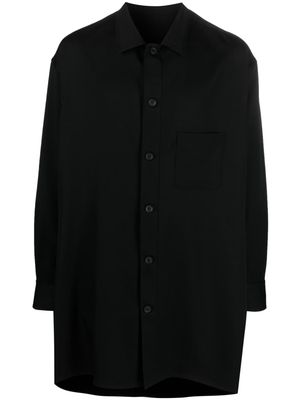 Yohji Yamamoto long-sleeve wool shirt jacket - Black