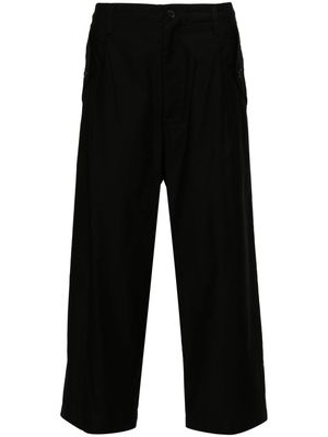 Yohji Yamamoto M-Front 1 Tuck cropped trousers - Black