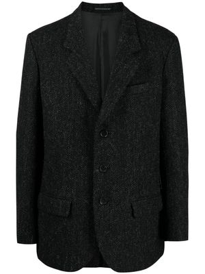 Yohji Yamamoto notched-lapels contrasting-trim blazer - Grey