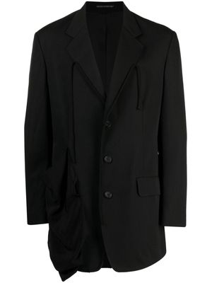 Yohji Yamamoto notched-lapels wool blazer - Black