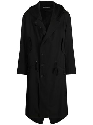 Yohji Yamamoto notched-lapels wool trench coat - Black