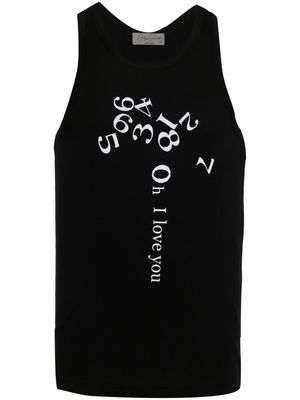 Yohji Yamamoto numbers-print cotton tank top - Black